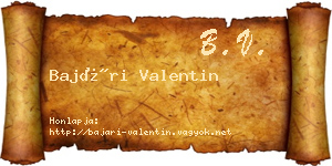 Bajári Valentin névjegykártya